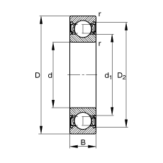 S 61807-2RSR,  DIN 625-1 ˜ʵҪߴ, ɂȴܷ